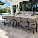 PURPLE LEAF Counter Height Bar Stools Set of 4 Navy Blue Cushion, Dark Grey
