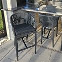 PURPLE LEAF Counter Height Outdoor Bar Stools Set of 2 Ergonomic Back, Grey