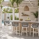 PURPLE LEAF Counter Height Patio Bar Stools Set of 4 Handwoven Rope, White