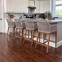 PURPLE LEAF Counter Height Stools Set of 4 with Arms and Cushion, Deep Teak