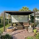 PURPLE LEAF Louvered Pergola 10' × 14' with 1 Long Side Screen Shade Bronze