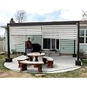 PURPLE LEAF Louvered Pergola 10' x 16' with 1 Long and 1 Short Screen Shade