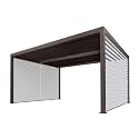 PURPLE LEAF Louvered Pergola 10' × 16' Bronze, 2 Short Side Screen Shades