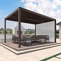 PURPLE LEAF Louvered Pergola 10' × 14' with Short Side Screen Shade Bronze