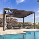 PURPLE LEAF Louvered Pergola 11' × 13' with Short Side Screen Shade Bronze