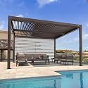 PURPLE LEAF Louvered Pergola 11' × 13' with 1 Long Side Screen Shade Bronze