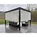 PURPLE LEAF Louvered Pergola 11' × 13' with 1 Long and 1 Short Screen Shade