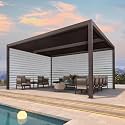 PURPLE LEAF Louvered Pergola 12' × 16' with 1 Long and 1 Short Screen Shade