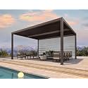 PURPLE LEAF Louvered Pergola 12' × 16' with 1 Long Side Screen Shade Bronze