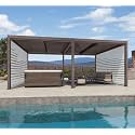 PURPLE LEAF Louvered Pergola 12' × 20' Bronze, 2 Short Side Screen Shades