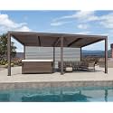 PURPLE LEAF Louvered Pergola 12' × 20' with 1 Long Side Screen Shade Bronze