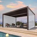 PURPLE LEAF Louvered Pergola 12' × 16' Bronze, 2 Short Side Screen Shades