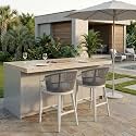 PURPLE LEAF Outdoor Bar Height Stool Chairs Set of 2 Handwoven Rope, White
