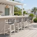 PURPLE LEAF Outdoor Bar Height Stool Chairs Set of 4 Handwoven Rope, White