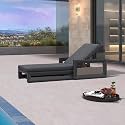 PURPLE LEAF Outdoor Chaise Lounge Oversize Deluxe Aluminum 1 Pc, Grey