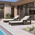PURPLE LEAF Outdoor Chaise Lounge Set of 2 with Cushion &amp; Armrests,Bronze