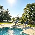 PURPLE LEAF Outdoor Chaise Lounge Set of 2 with Arm, White Frame, Navy Blue