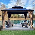 PURPLE LEAF Outdoor Hardtop Gazebo 10' x 12' Bronze Metal 4.7" Wide Frame