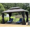 PURPLE LEAF Outdoor Hardtop Gazebo 10' x 14' Aluminum 4.7" Wide Frame Patio