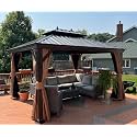 PURPLE LEAF Outdoor Hardtop Gazebo 10' x 13' Bronze Metal 4.7" Wide Frame
