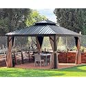 PURPLE LEAF Outdoor Hardtop Gazebo 12' x 14' Bronze Metal 4.7" Wide Frame