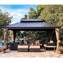 PURPLE LEAF Outdoor Hardtop Gazebo 12' x 16' Bronze Metal 4.7" Wide Frame