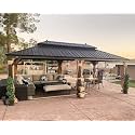 PURPLE LEAF Outdoor Hardtop Gazebo 13' x 20' Bronze Metal 4.7" Wide Frame
