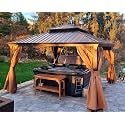 PURPLE LEAF Outdoor Hardtop Gazebo 13'x13' Bronze Metal 4.7" Wide Frame