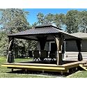 PURPLE LEAF Outdoor Hardtop Gazebo 13' x 17' Bronze Metal 4.7" Wide Frame