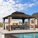 PURPLE LEAF Outdoor Hardtop Gazebo 13' x 15' Bronze Metal 4.7" Wide Frame