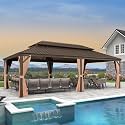 PURPLE LEAF Outdoor Hardtop Gazebo 14' x 24' Bronze Metal 4.7" Wide Frame