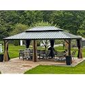PURPLE LEAF Outdoor Hardtop Gazebo 14' x 20' Bronze Metal 4.7" Wide Frame