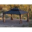 PURPLE LEAF Outdoor Hardtop Gazebo 14' x 16' Bronze Metal 4.7" Wide Frame