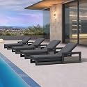 PURPLE LEAF Outdoor Lounger Chairs Set of 4 Aluminum Frame, Grey