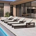 PURPLE LEAF Outdoor Lounger Chairs Set of 4 Aluminum Frame, Bronze