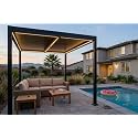 PURPLE LEAF Outdoor Louvered Pergola 10' x 12' Aluminum with LED Bronze