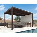 PURPLE LEAF Outdoor Louvered Pergola 10' × 12' with Short Side Khaki Canopy