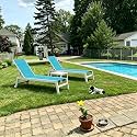 PURPLE LEAF Outdoor Oversized Chaise Lounge Set of 2, Turquoise Blue