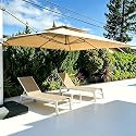 PURPLE LEAF Outdoor Oversized Chaise Lounge Set of 2, White Frame, Beige