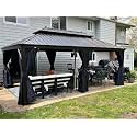 PURPLE LEAF Outdoor Patio Hardtop Gazebo 12' x 20' Aluminum Frame Navy Blue