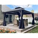 PURPLE LEAF Outdoor Patio Hardtop Gazebo 10' x 14' Aluminum Frame Navy Blue