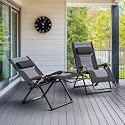 PURPLE LEAF Outdoor Reclining 2 Chair Oversized Quilted Cushion, Black Grey
