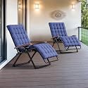 PURPLE LEAF Outdoor Reclining Chair Extra Wide Removable Cushion, Navy Blue