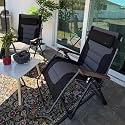 PURPLE LEAF Outdoor Reclining Chair Extra Wide Quilted Cushion, Black Grey