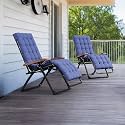 PURPLE LEAF Outdoor Reclining Chair Textilene Cushion Lounge seat Navy Blue