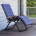 PURPLE LEAF Outdoor Reclining Chair Textilene Cushion Lounge seat Navy Blue
