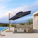 PURPLE LEAF Outdoor Umbrella 10 FT Double Top UV Protection Navy Blue