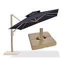 PURPLE LEAF Outdoor Umbrella With Base 10 FT Double-Vented Canopy Navy Blue