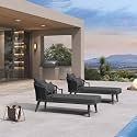 PURPLE LEAF Patio Chaise Lounge Set of 2 with Soft Cushion, Grey