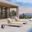PURPLE LEAF Patio Chaise Lounge Set of 2 with Arms &amp; Cushion, Light Oak